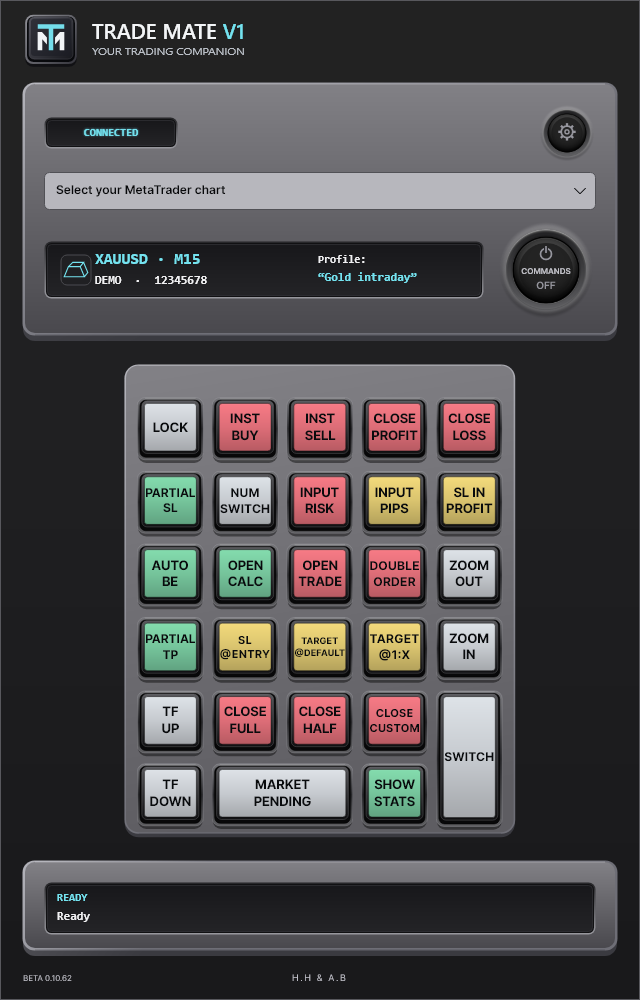 Trade Mate desktop companion with colored keypad controls